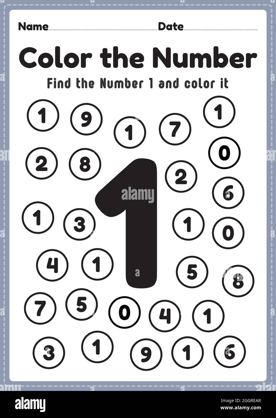 Free Printable Number One Learning Worksheet For Preschool