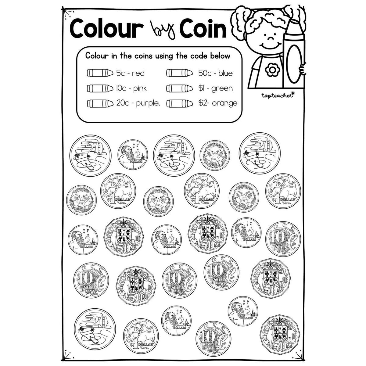 Colour By Coin Top Teacher
