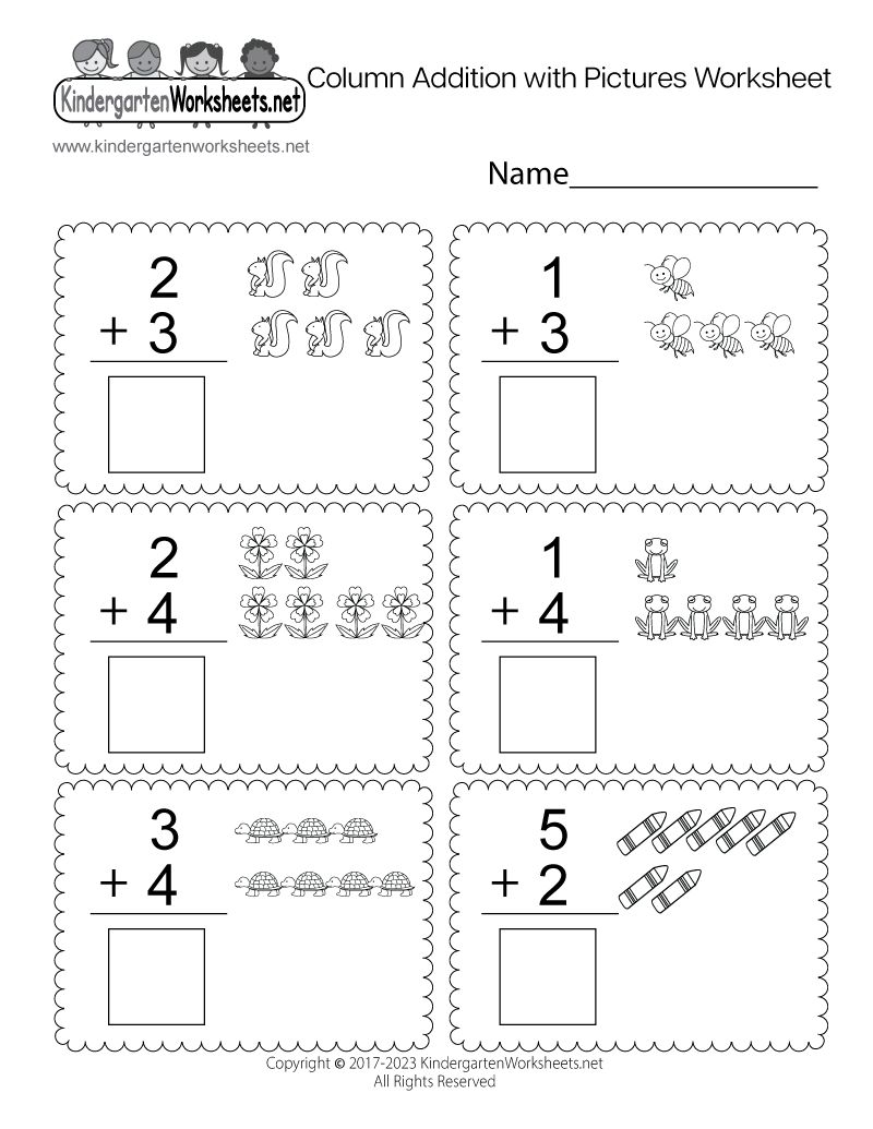 Addition Worksheets For Kindergarten
