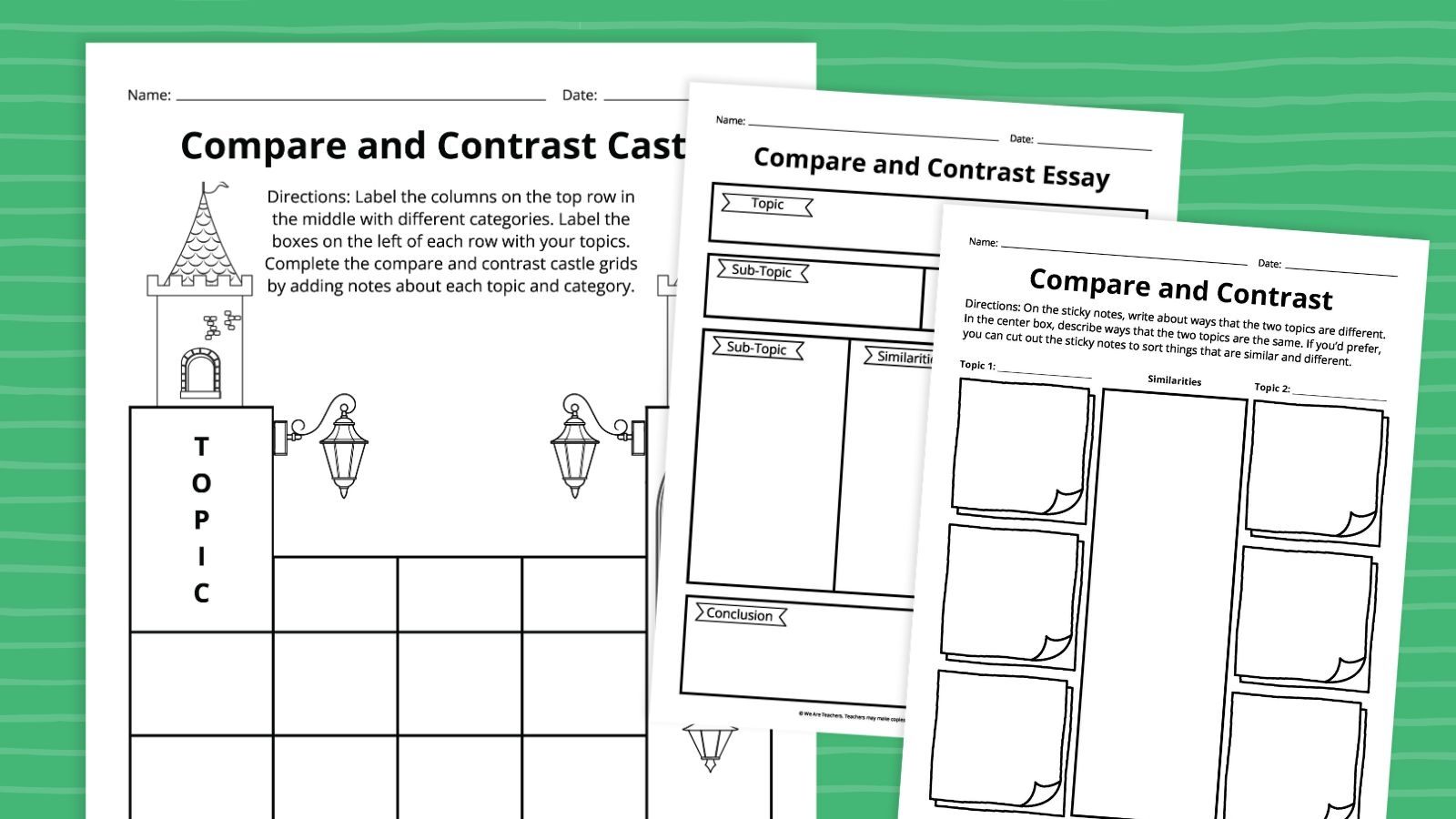 Compare And Contrast Graphic Organizer Bundle Free Printables A Free Compare And Contrast Printable Teaching Made Practical