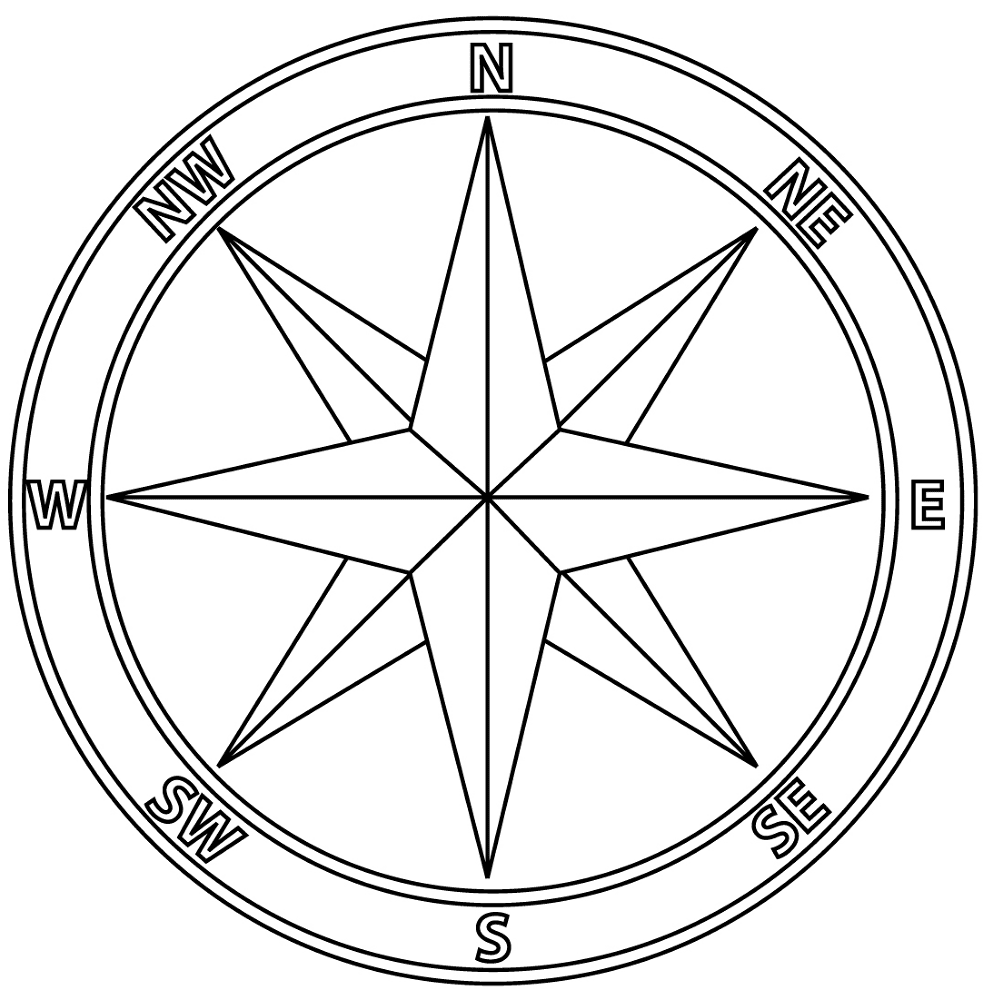 Compass Rose Coloring Page Free Printable