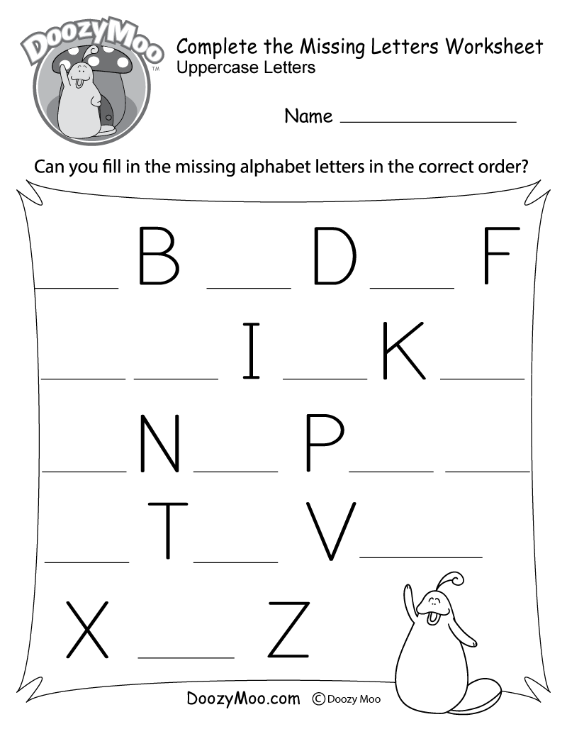 Complete The Alphabet Worksheet Free Printable Doozy Moo Complete The Alphabet Worksheet Free Printable Doozy Moo