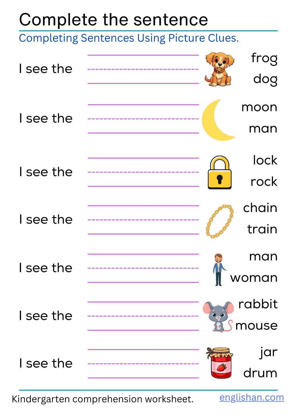 Complete The Sentence Worksheet For Kindergarten With Free PDF Complete The Sentence Worksheet For Kindergarten With Free PDF