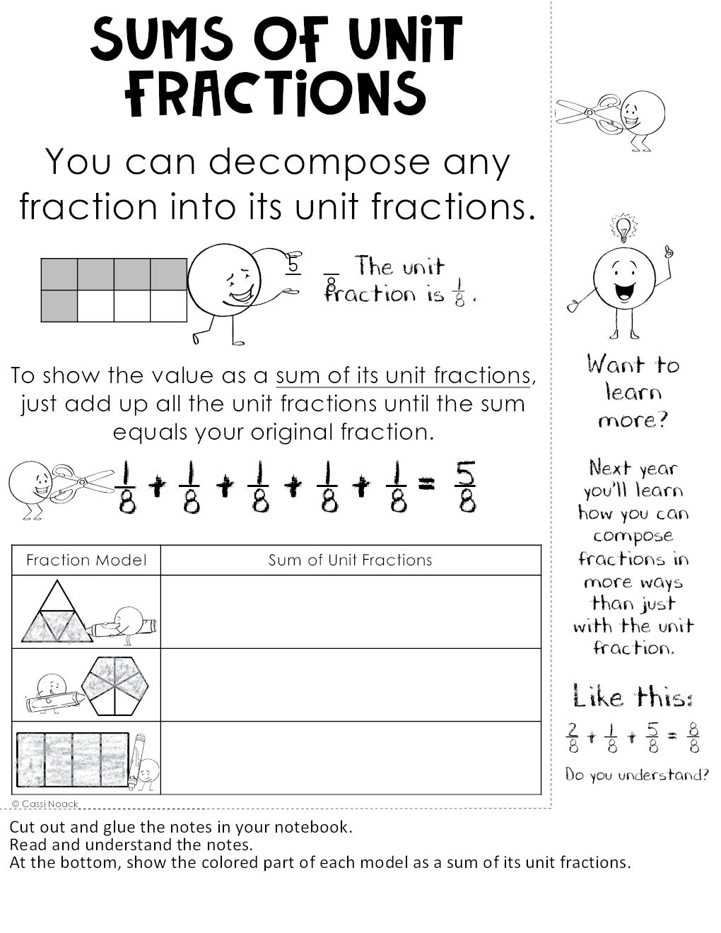 Free Decomposing Fractions Worksheets Teach Prints