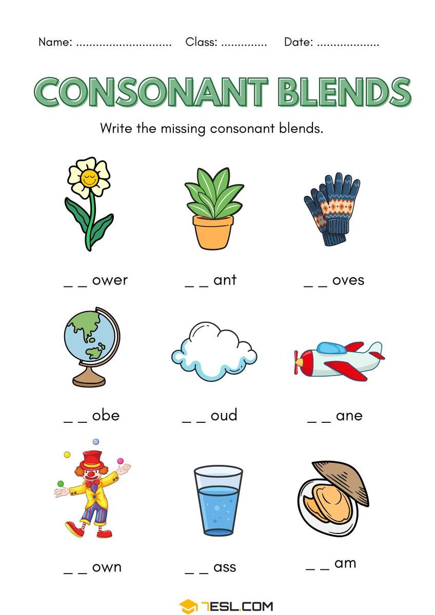 Consonant Worksheets PDF Free Printable Phonics Exercises 7ESL
