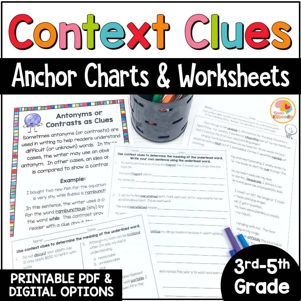 Context Clues Worksheets And Anchor Charts For 3rd 5th Grade Context Clues Worksheets And Anchor Charts For 3rd 5th Grade
