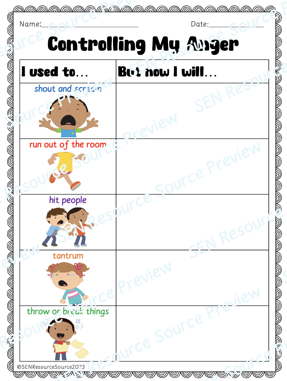 Controlling My Anger Worksheet Teaching Resources Controlling My Anger Worksheet Teaching Resources
