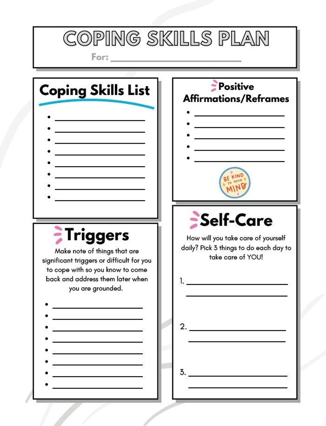 Coping Skills Worksheet Etsy Coping Skill Worksheet Brainstorm Download Kid Trauma Therapy CBT Worksheet Printable Therapy Worksheet Anxiety Depression Worksheet Etsy