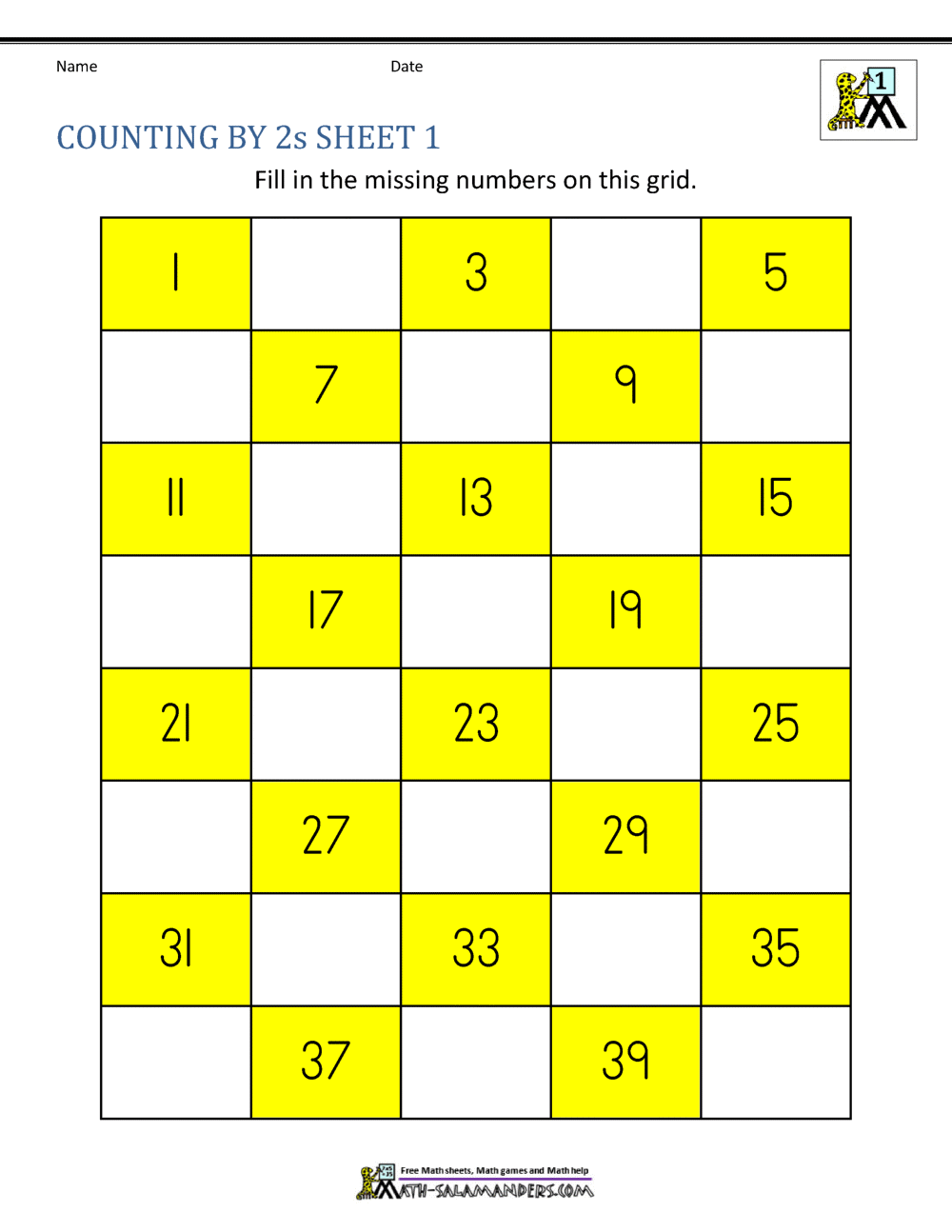 Counting By 2s Worksheets
