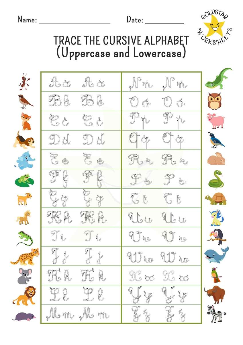 Cursive Tracing Worksheets For Kids Learn To Write A Z In Style Cursive Tracing Worksheets For Kids Learn To Write A Z In Style