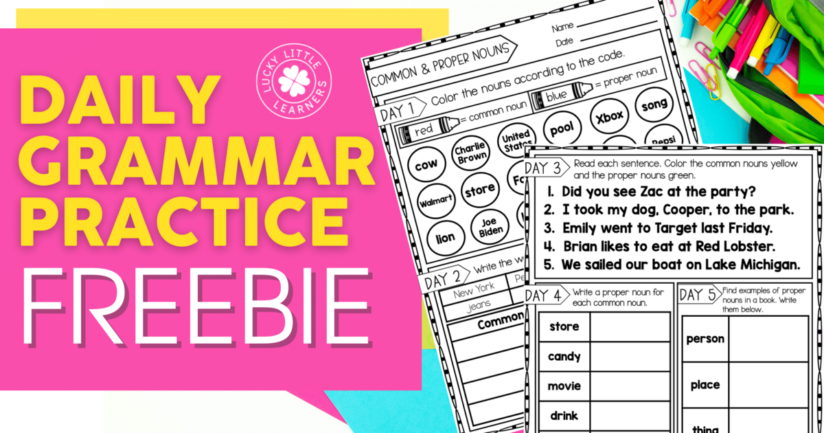 Daily Grammar Practice Freebie Lucky Little Learners Daily Grammar Practice For 4th Grade Grammar Worksheets Spiral Review