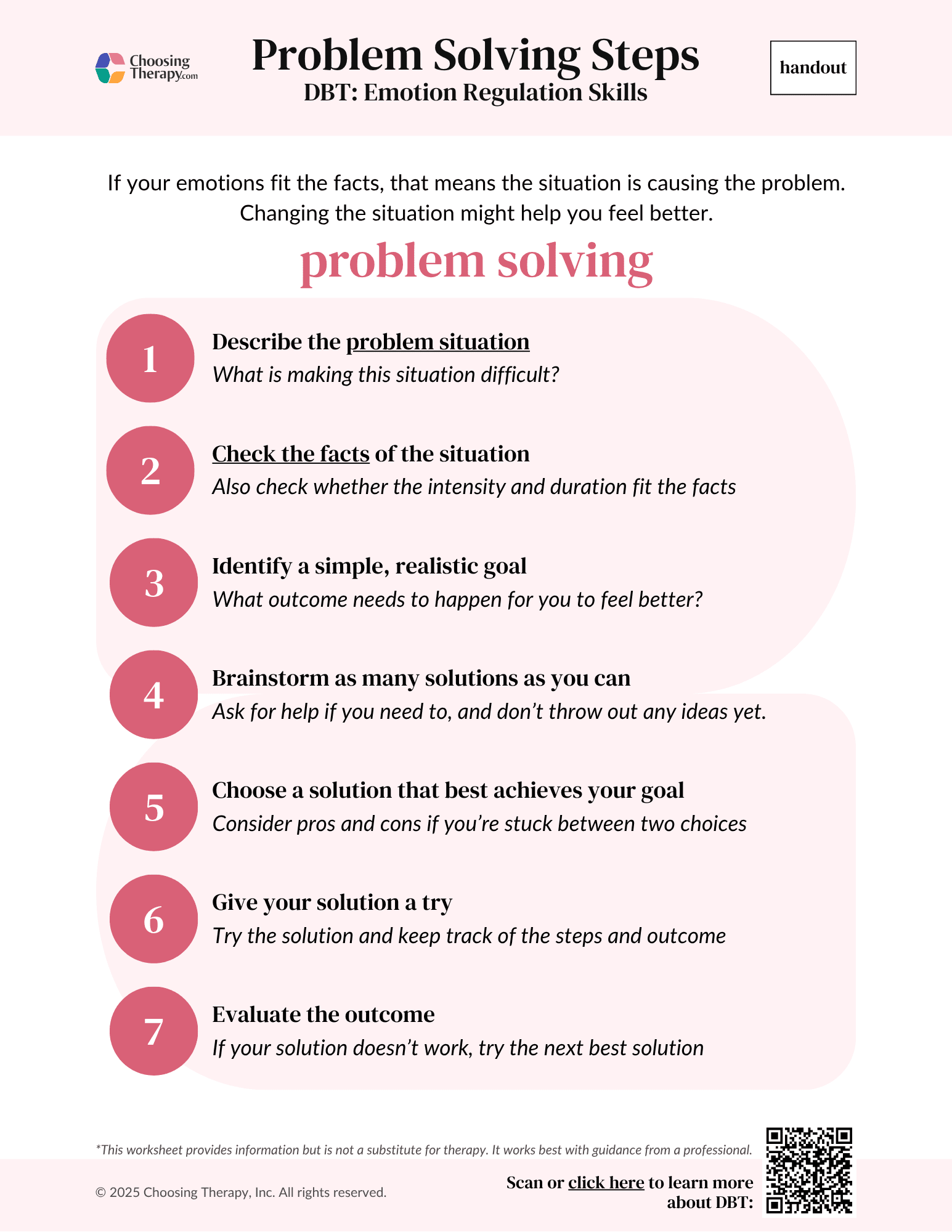 DBT Problem Solving Worksheet Free Printable PDF ChoosingTherapy Problem Solving Skills Worksheet Worksheets Library