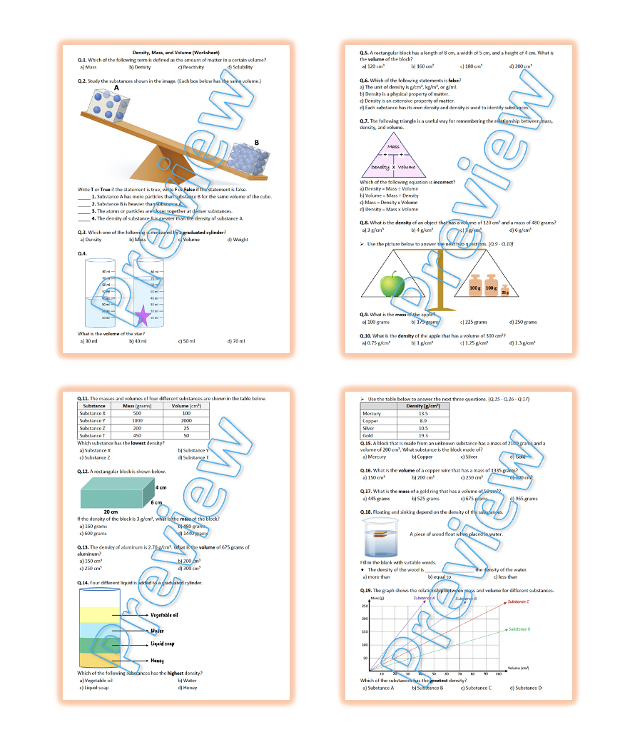 Density Mass And Volume Worksheet Printable Teaching Resources Density Mass And Volume Worksheet Printable Teaching Resources