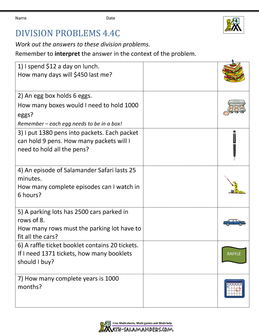 Division Worksheets Grade 4 Division Worksheets Grade 4