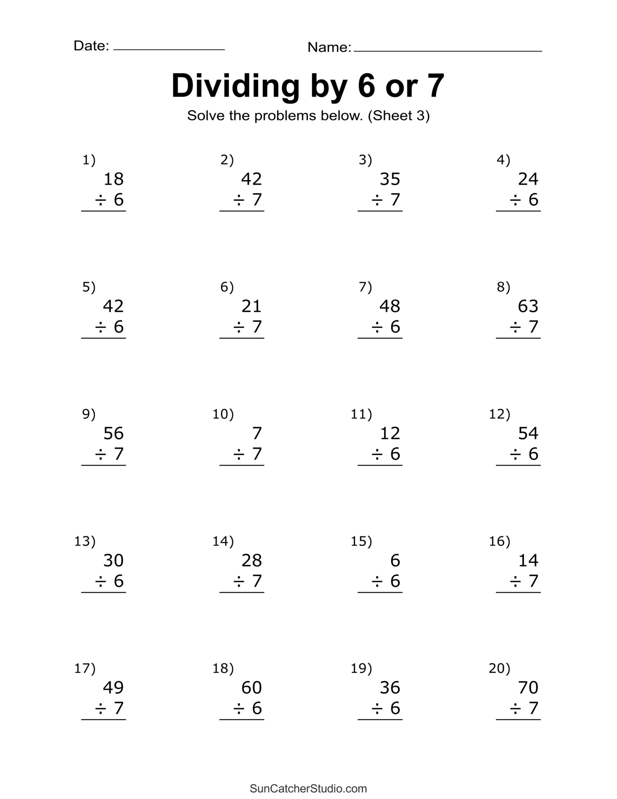 Basic Division Worksheets