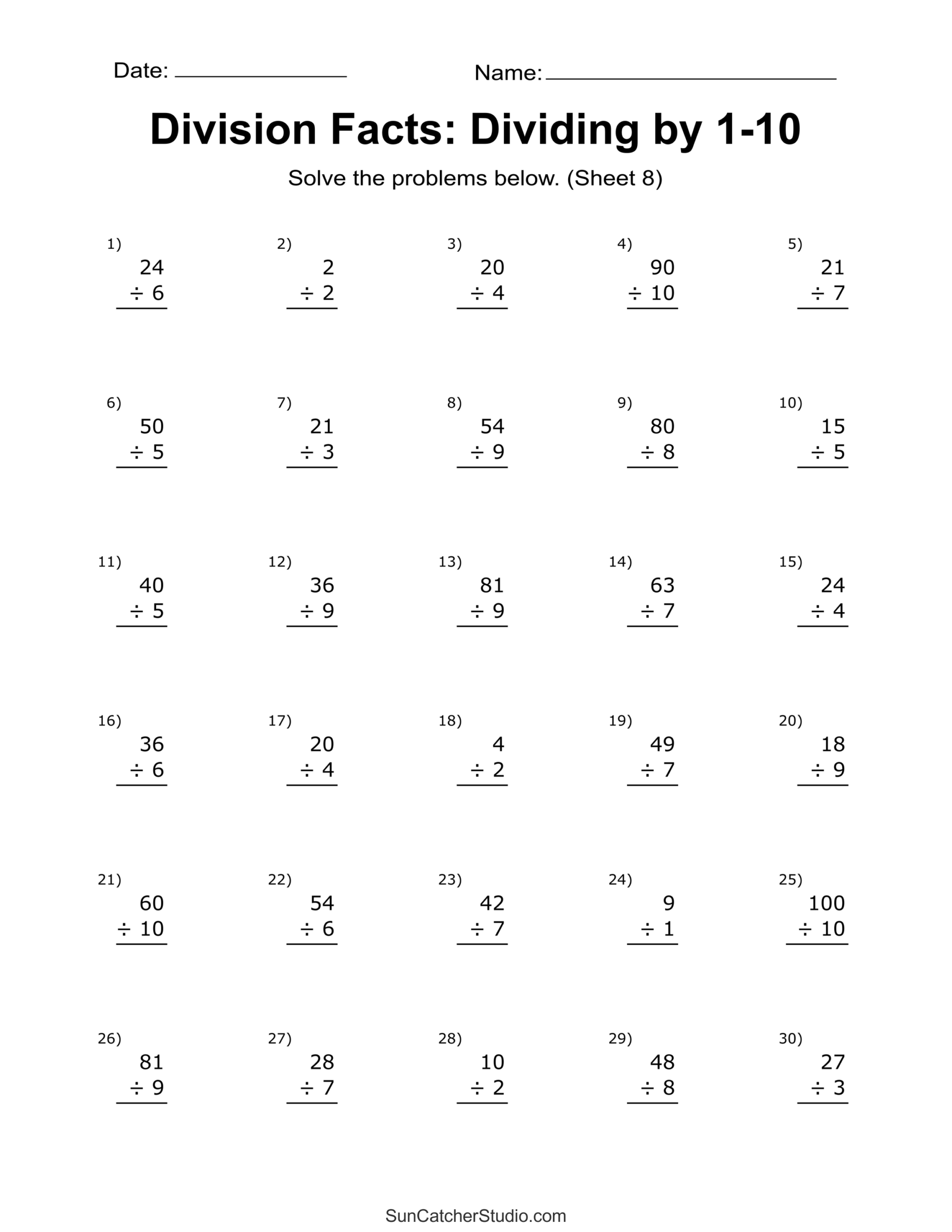 Division Charts And Tables Free Printable PDF Math Worksheets Free Printables Lettering SVG Files Tools Apps
