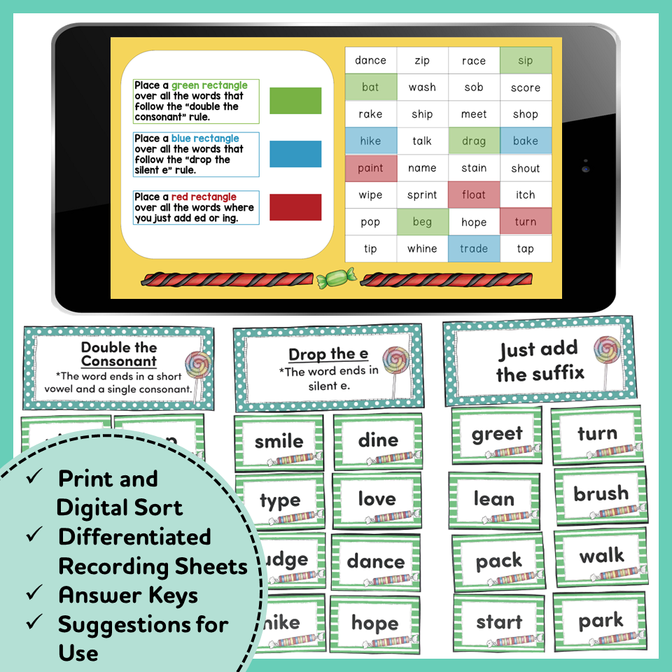 Double Consonants Drop The Silent E Suffixes Print And Digital Activities When Adding Ed And Ing Made By Teachers