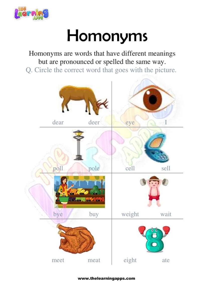 Download Free Printable Homonyms Worksheets For 3rd Grade Trace Homonyms Worksheet For Kindergarten Kidpid
