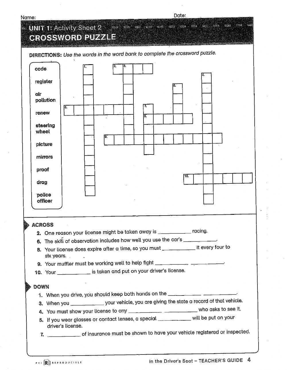 Drivers Ed Worksheet Worksheets Library