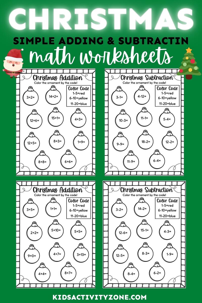 Easy Christmas Math Worksheets Free Kids Activity Zone