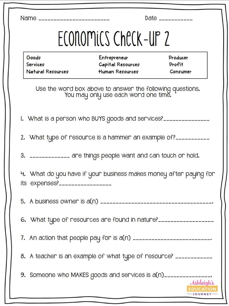Economics Activities Ashleigh S Education Journey