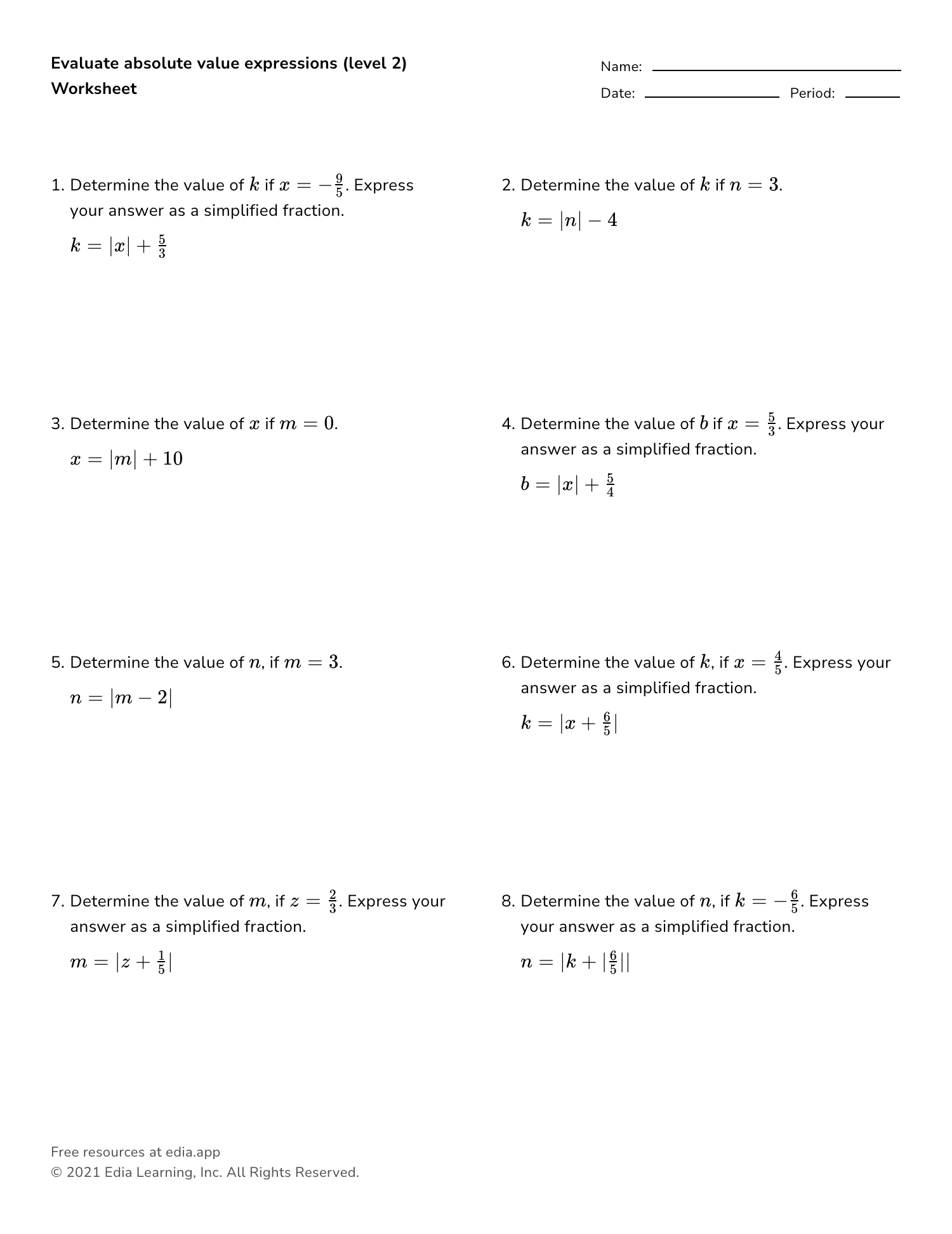 6th Grade Algebraic Expressions Student Guided Notes By Teach Simple