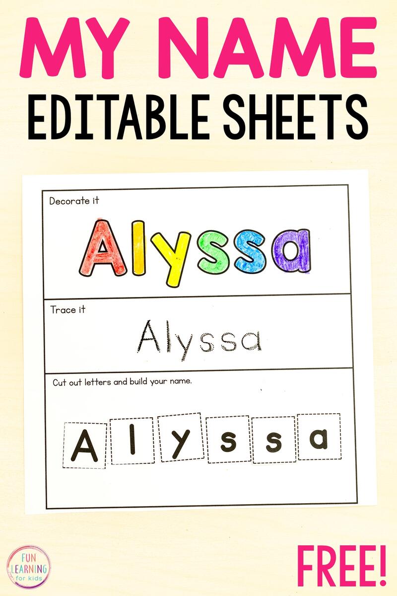 Editable Cut And Paste Build Your Name Worksheets Kindergarten Name Tracing Worksheets Printable