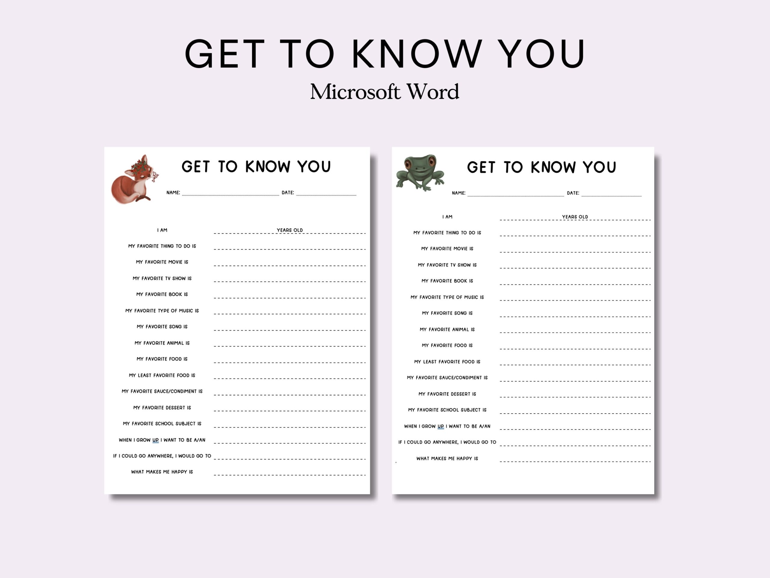 Printable Get To Know You Questionnaire All About Me Form For Employees And Teachers And Teams Favorites List Gift Exchange Form Etsy Israel