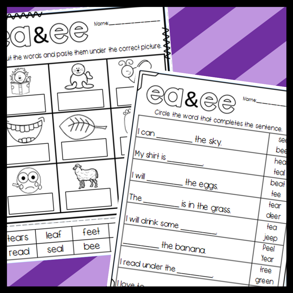 Long E Worksheets And Activities Vowel Teams EE EA IE Made By Teachers