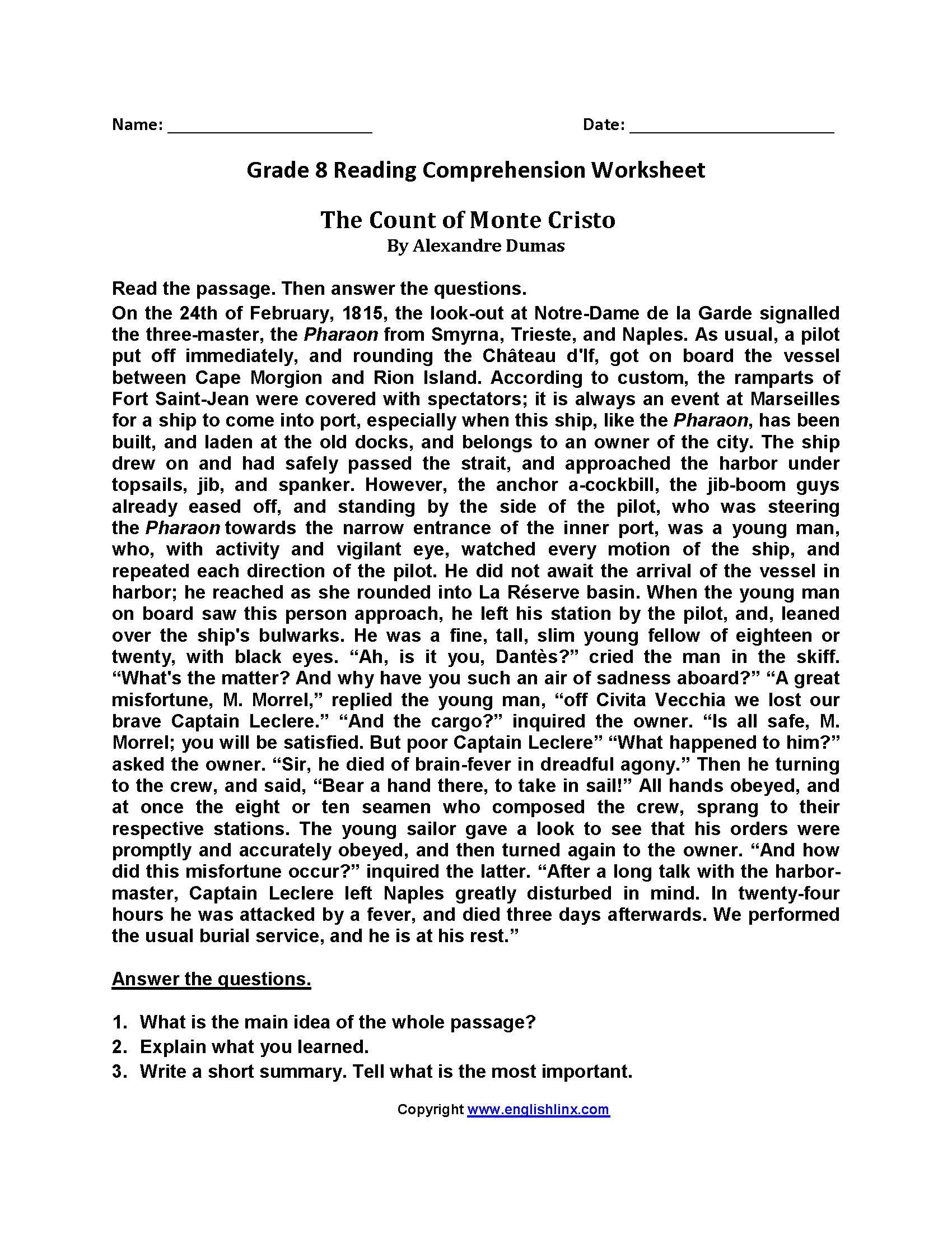 Eighth Grade Reading Worksheets Vocabulary Fluency Practice Free Printable Worksheets To Download UK Boost Education