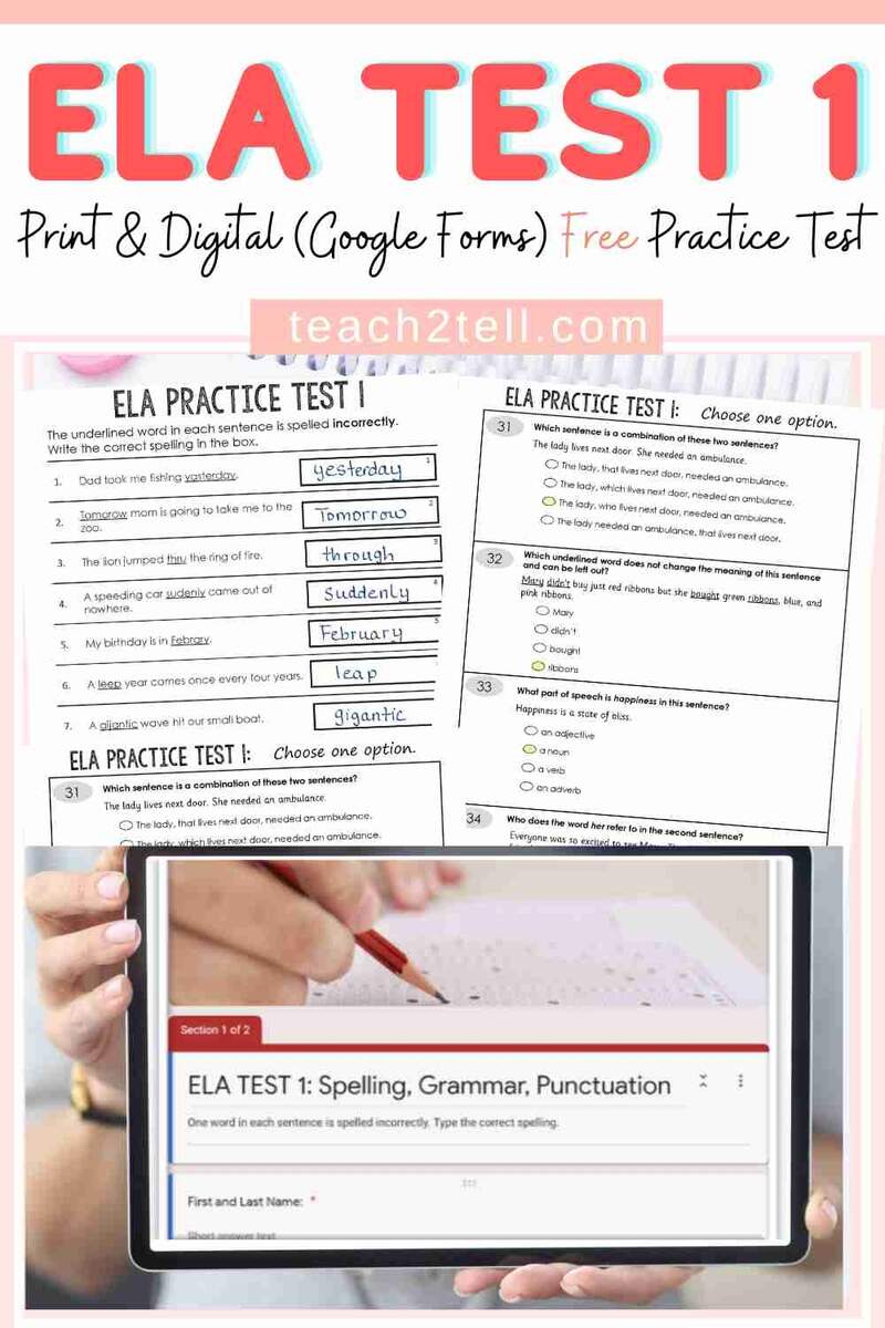 ELA Practice Test Free For 3rd 4th And 5th Grade Classroom Freebies