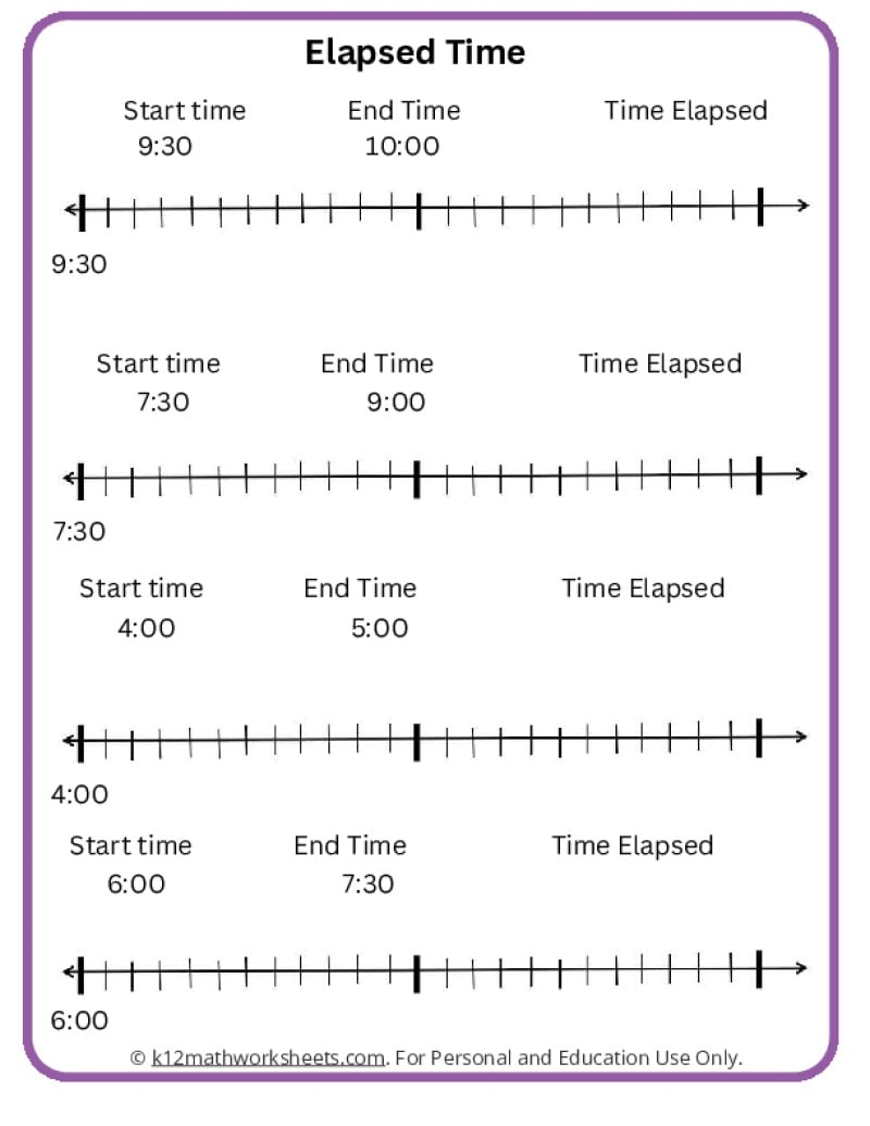 Elapsed Time Worksheets K12 Math Worksheets