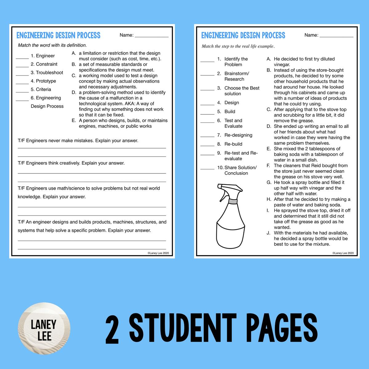 Engineering Design Process Reading Comprehension Worksheets Laney Lee