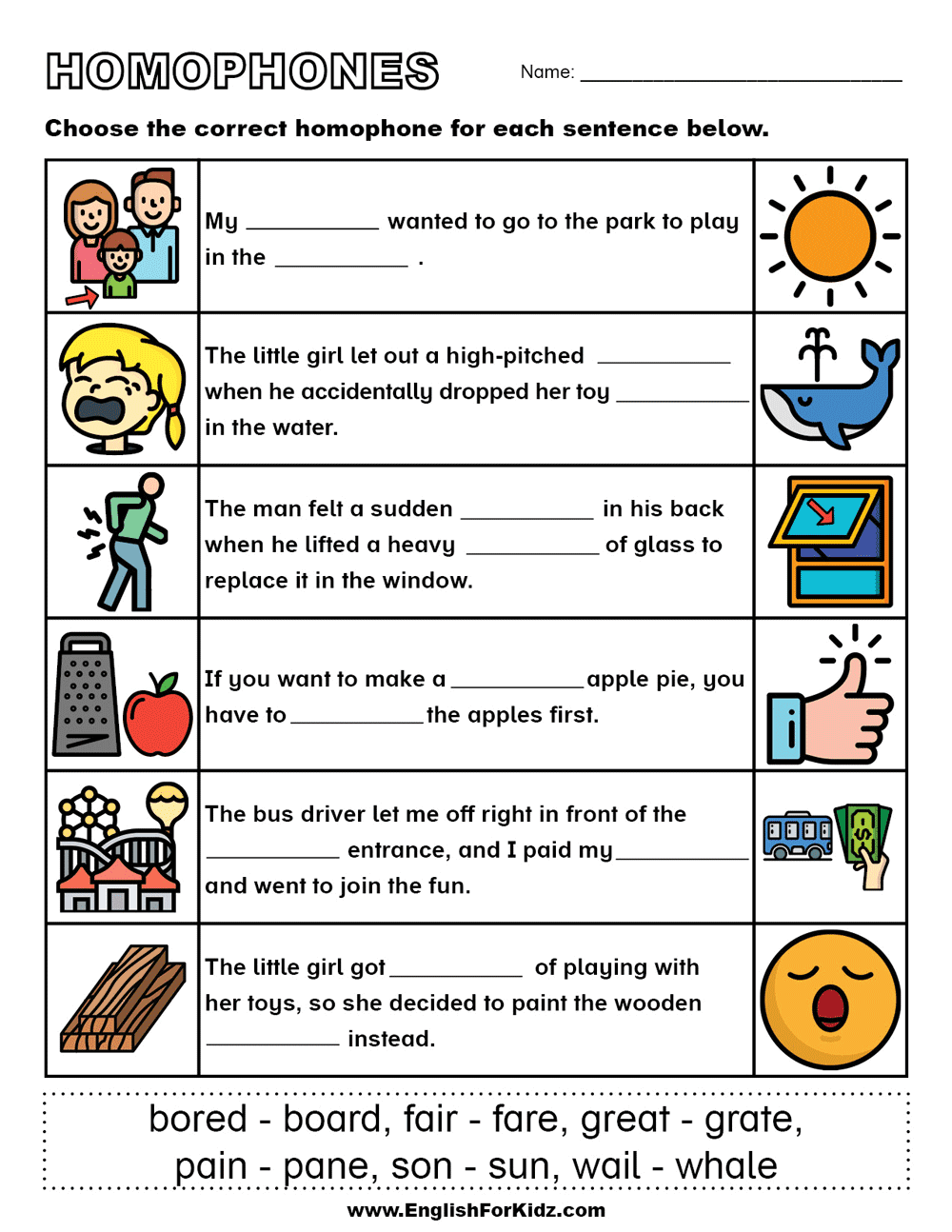 English For Kids Step By Step Homophones Worksheets And Posters English For Kids Step By Step Homophones Worksheets And Posters