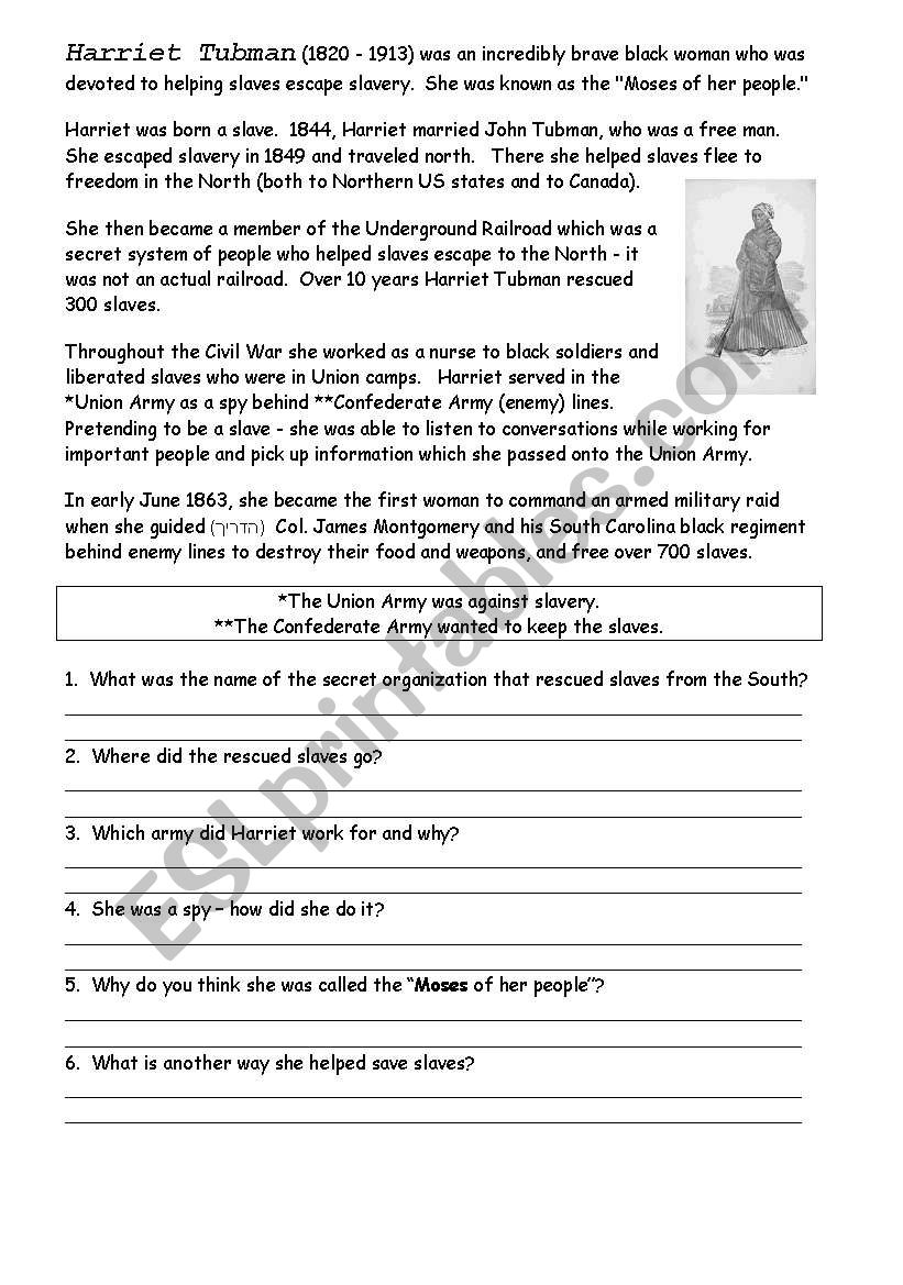 English Worksheets Harriet Tubman Worksheets Library English Worksheets Harriet Tubman Worksheets Library