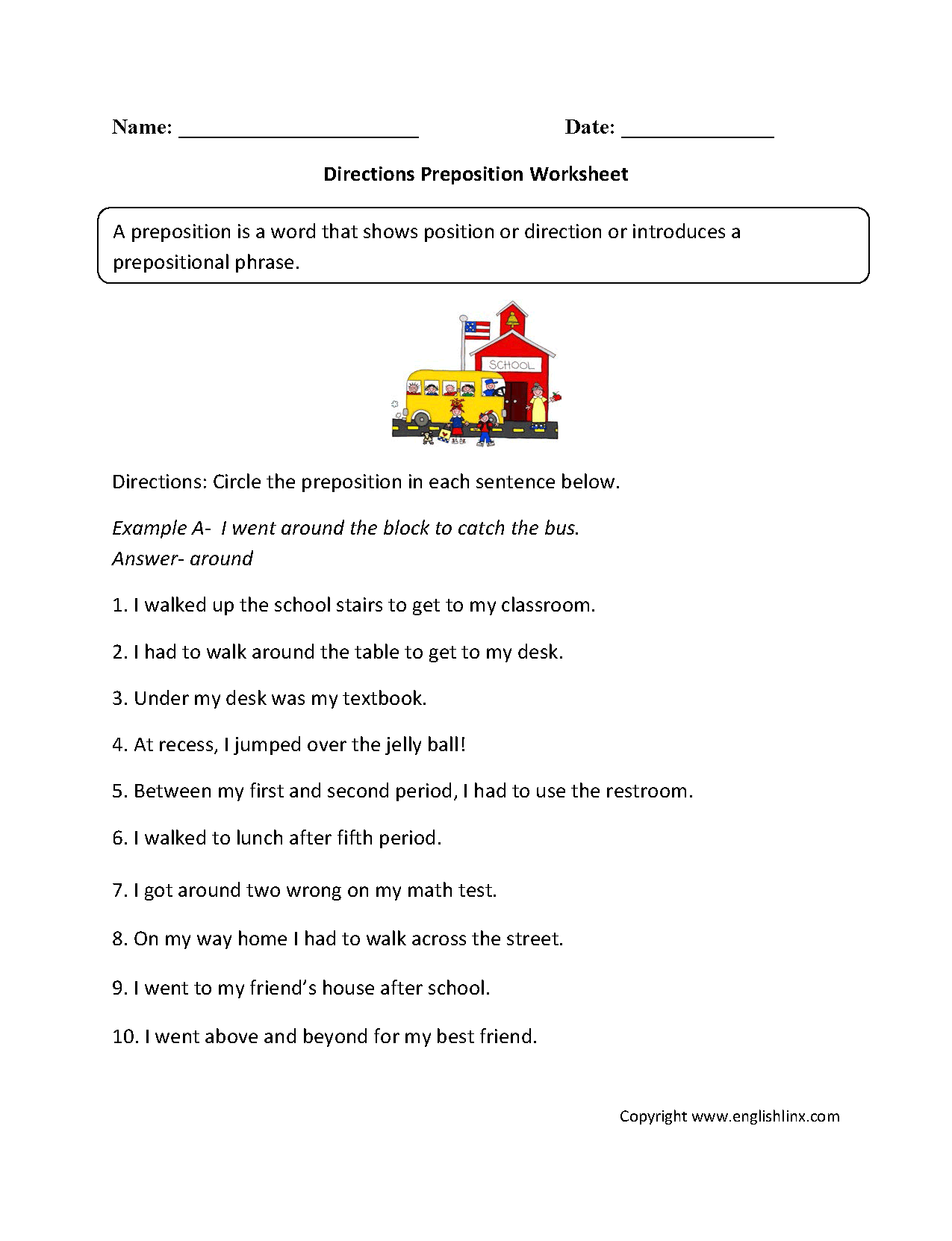 Englishlinx Prepositions Worksheets 101 Prepositions Of Place PDF Worksheets With Answers Grammarism