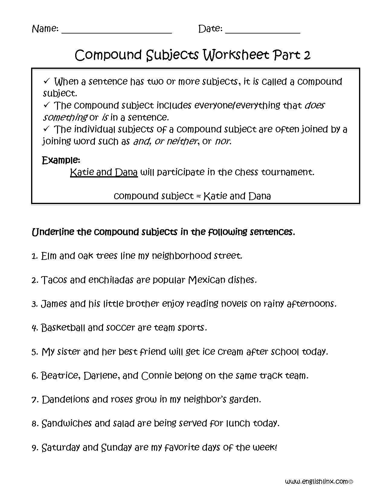 Simple Complete And Compound SUBJECTS AND PREDICATES Activities Worksheets Library