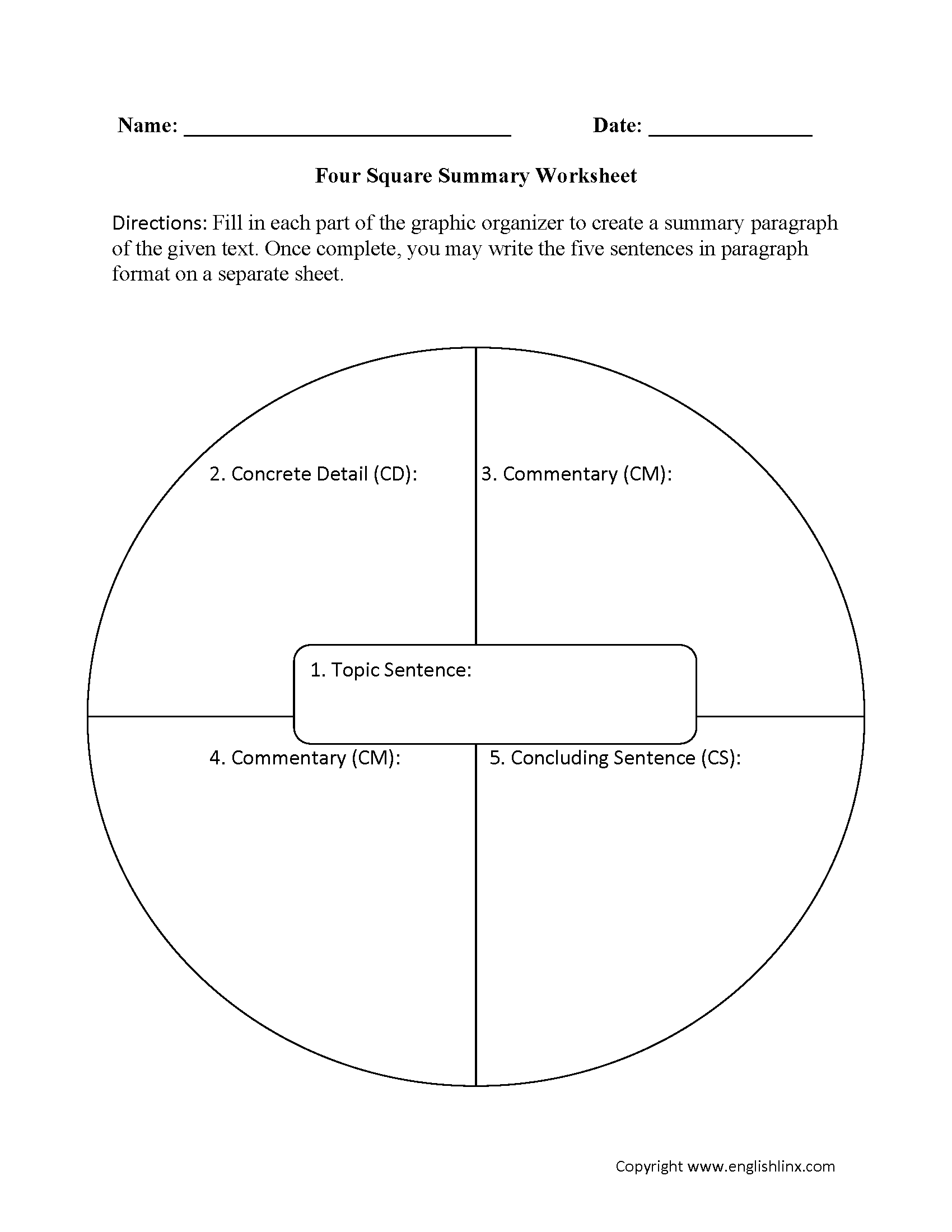 Englishlinx Summary Worksheets