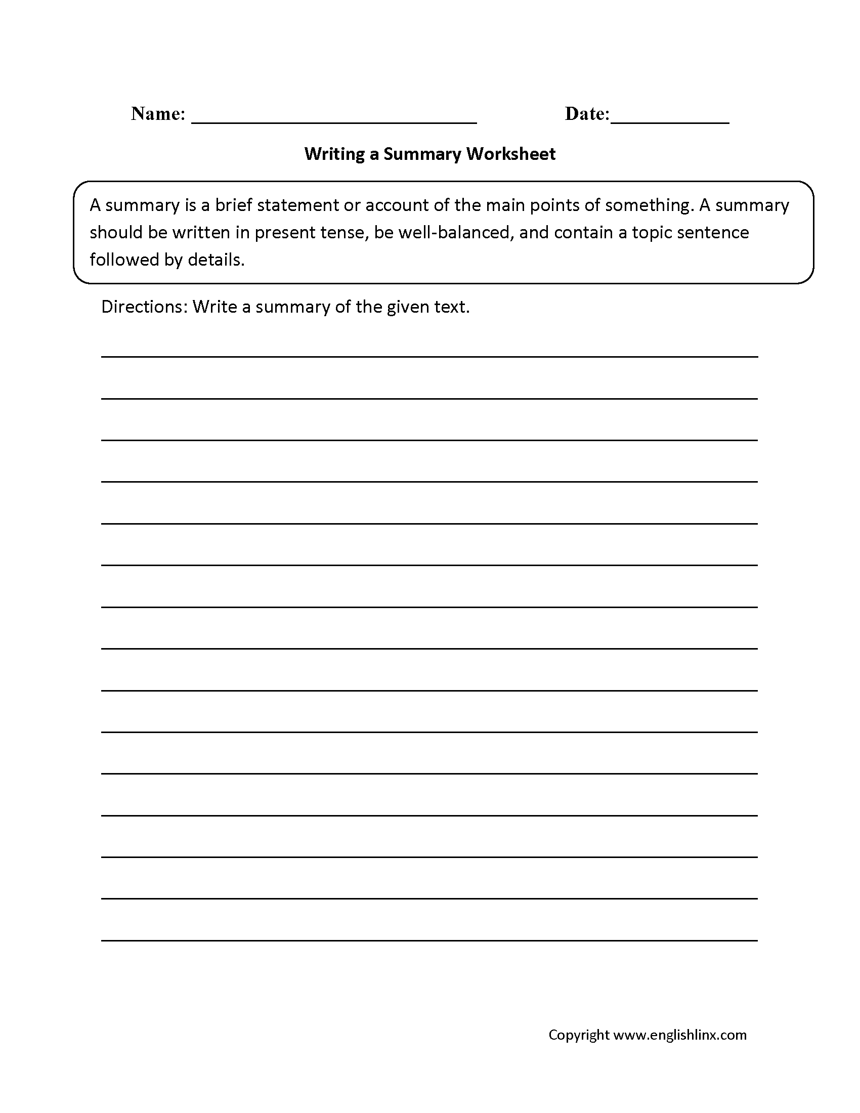 Summary Writing A Summary 4 Worksheet Worksheets Library