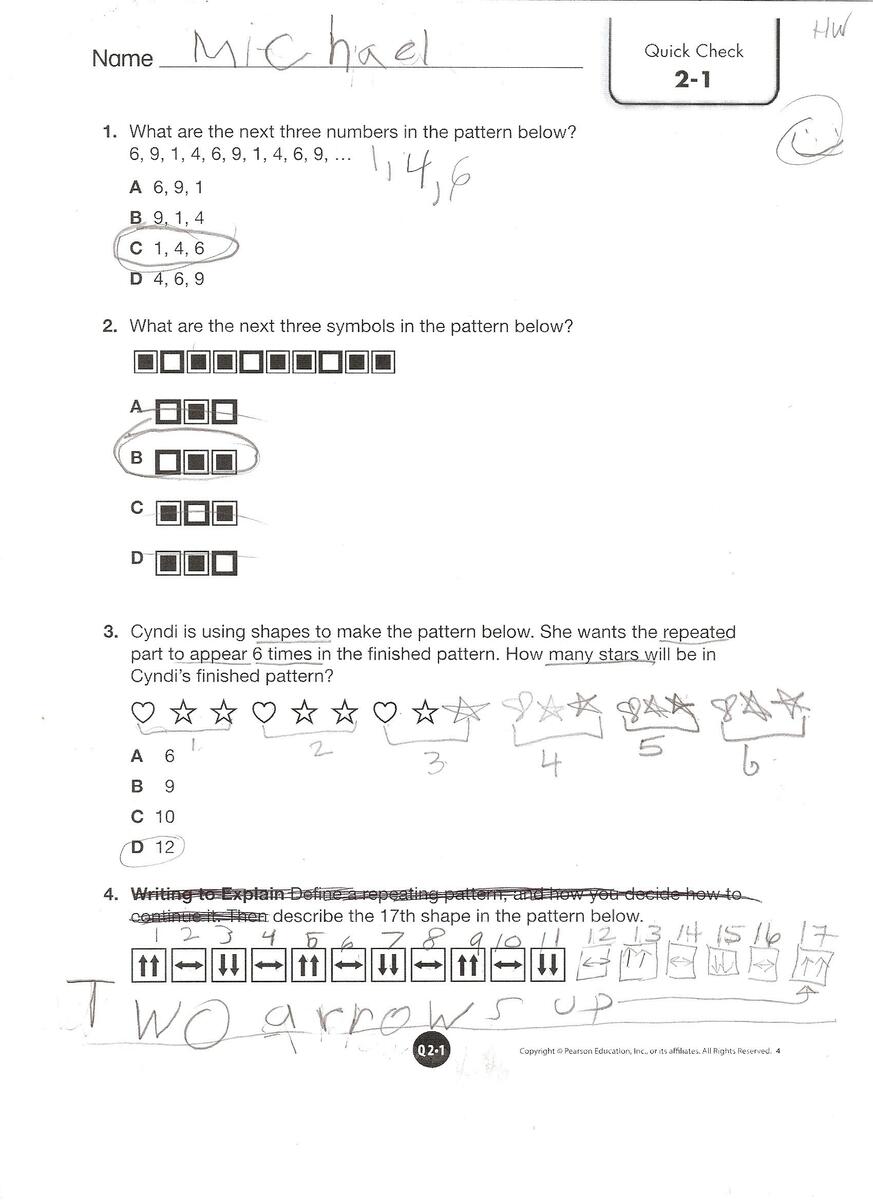 Envision Math Grade 4 Topic 2 1 Quick Check Envision Math Worksheets Library
