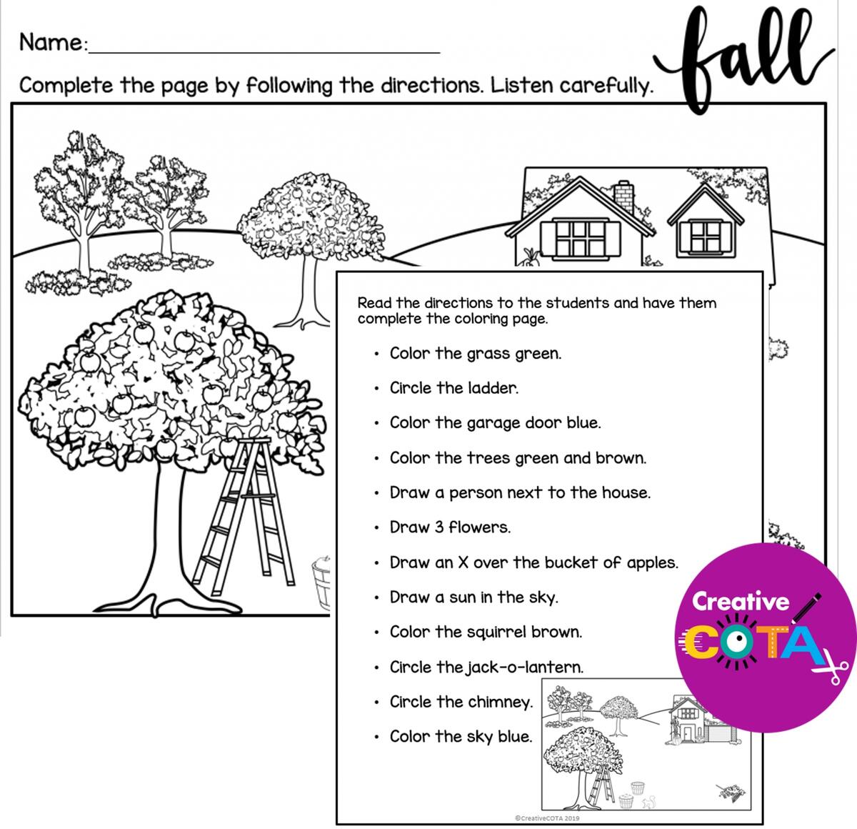 Following Directions Coloring Activities For Listening Worksheets Library
