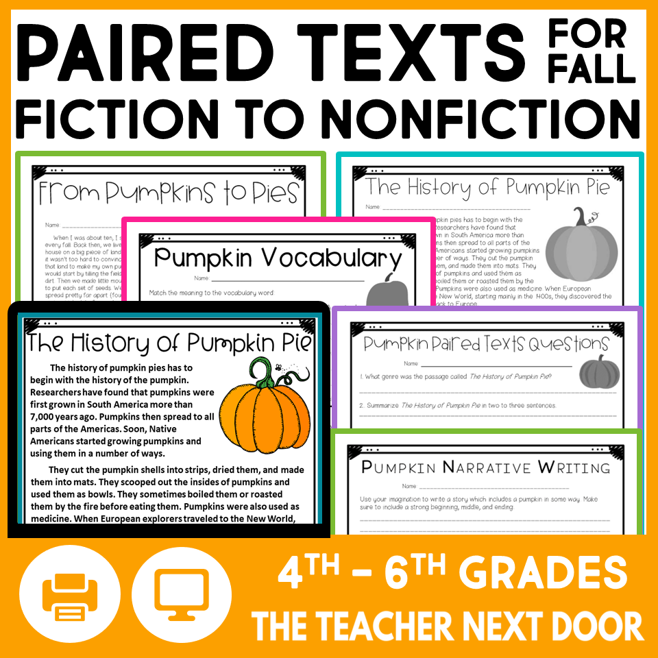 Fall Paired Texts Fiction To Nonfiction Print And Digital The Teacher Next Door Fall Paired Texts Fiction To Nonfiction Print And Digital The Teacher Next Door