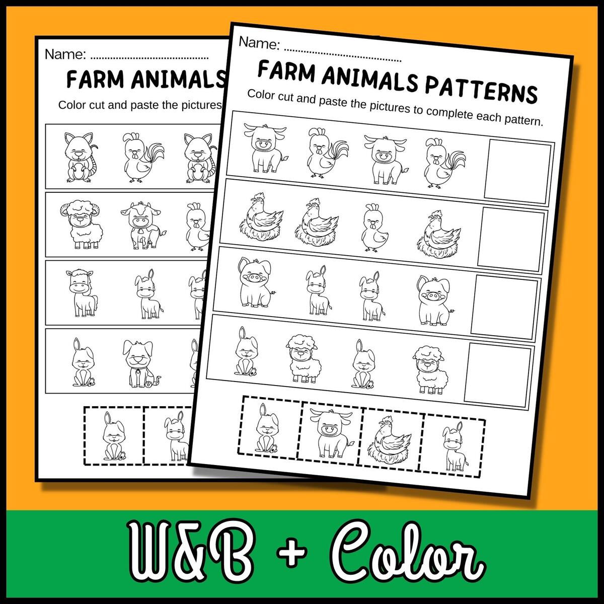 Farm Animal Themed Complete The Pattern Worksheets Cut Paste Worksheets Made By Teachers Farm Animal Themed Complete The Pattern Worksheets Cut Paste Worksheets Made By Teachers