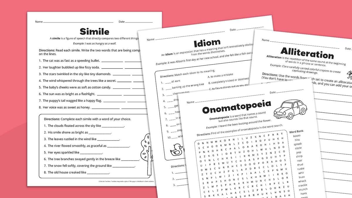Figurative Language Worksheets