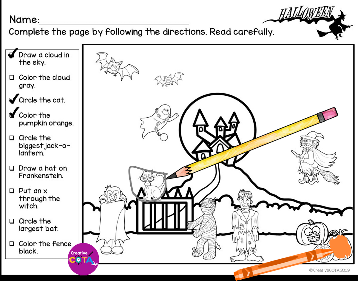 Following Directions Coloring Activities For Listening Worksheets Library