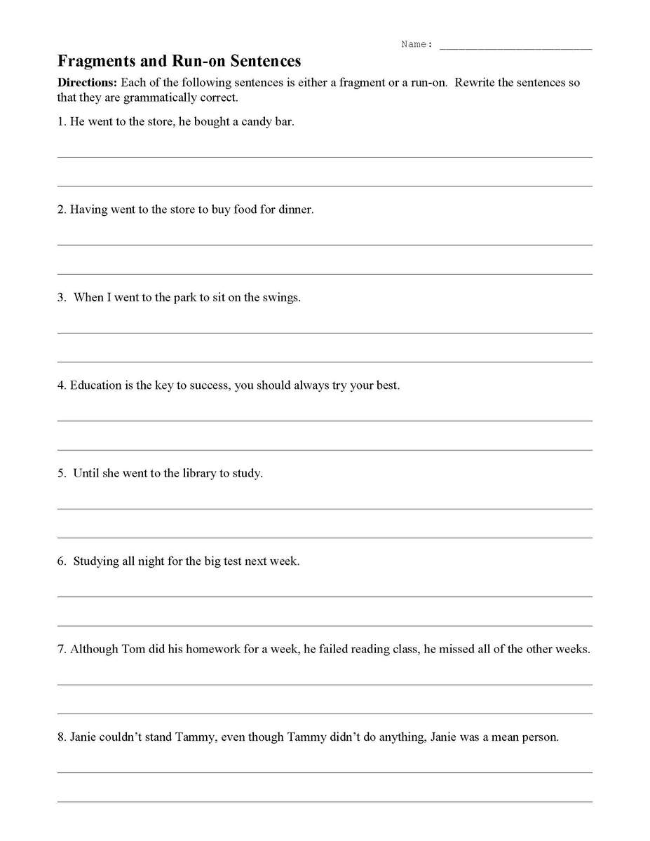 Sentence Fragment Practice Worksheet Worksheets Library