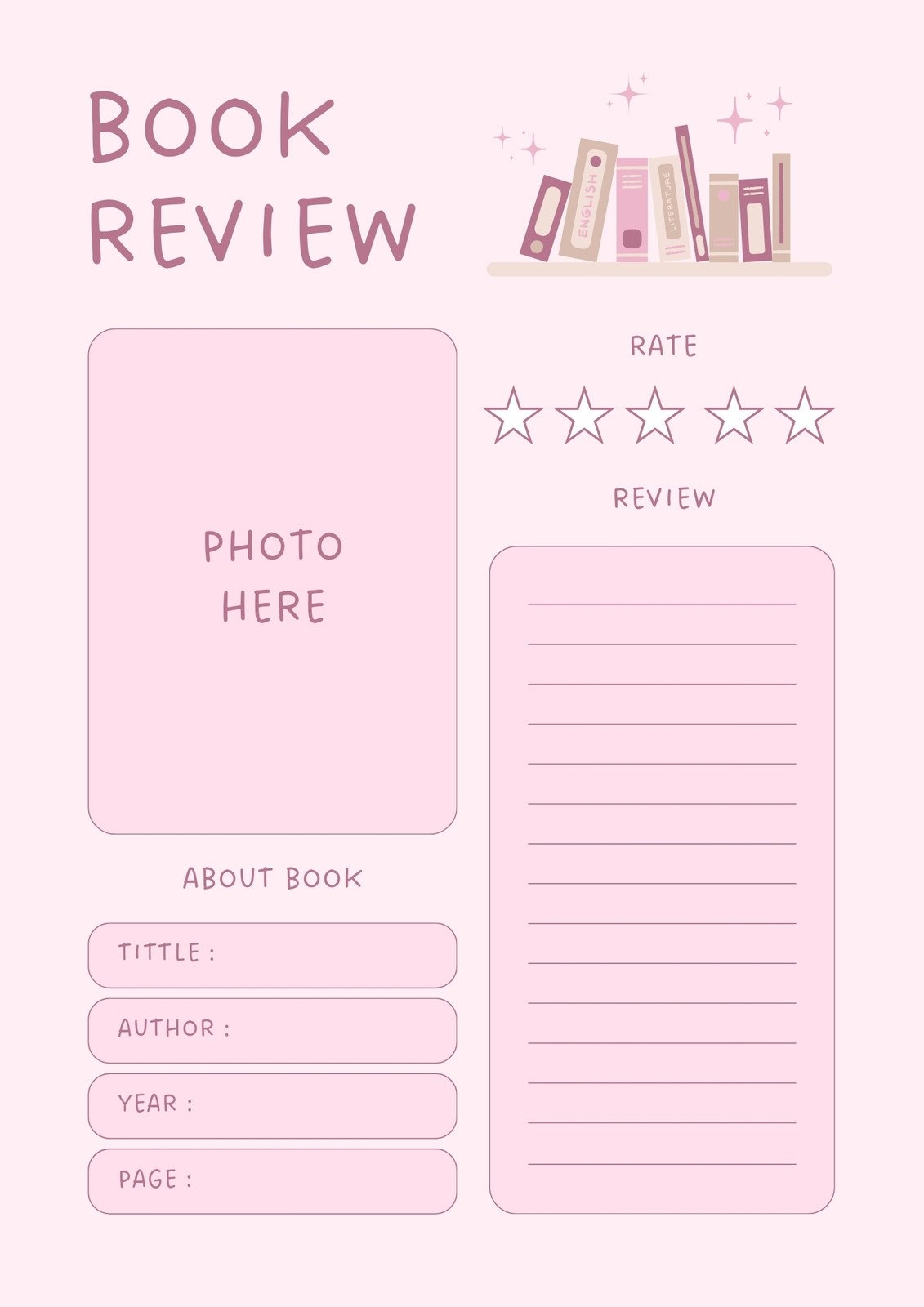 Free And Customizable Book Review Templates