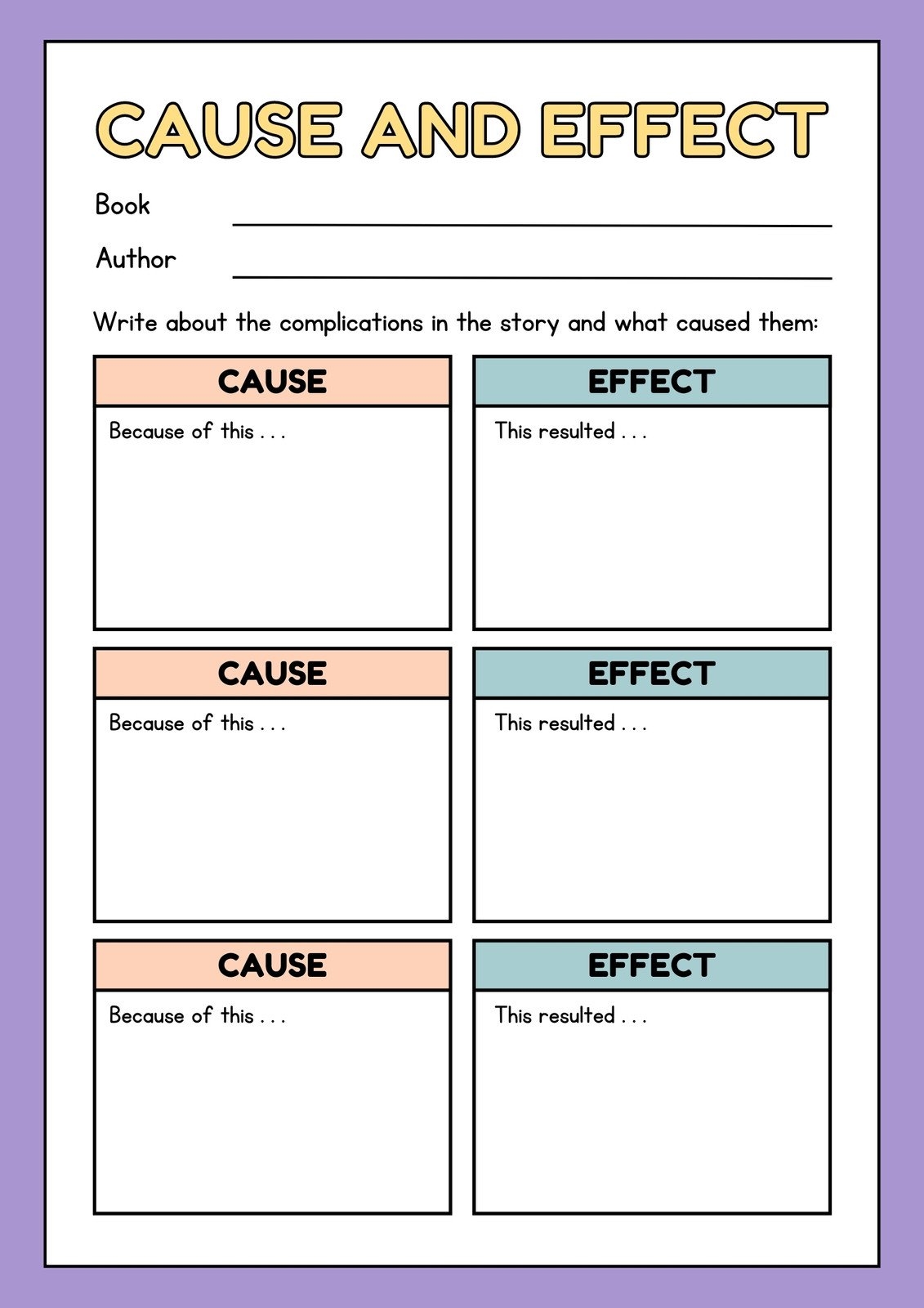 Free And Customizable Cause And Effect Templates Canva FREE Cause And Effect Passages Printables Tejeda S Tots