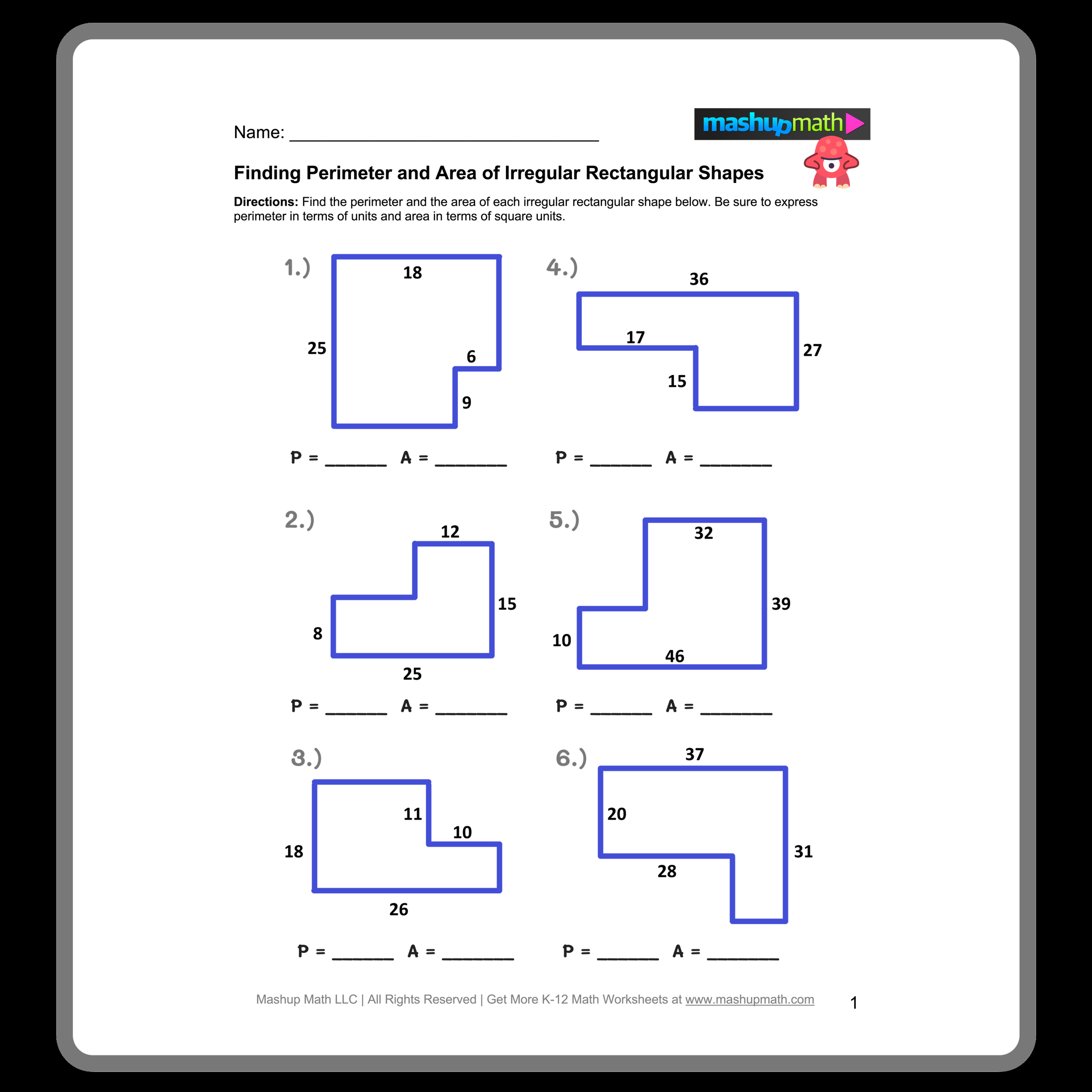Area And Perimeter With Square Units K12 Math Worksheets
