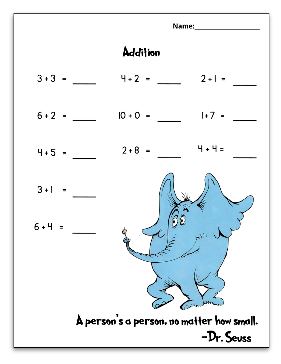 Free Dr Seuss Printable Math Pack For Grades K 1st Free Dr Seuss Math Activities